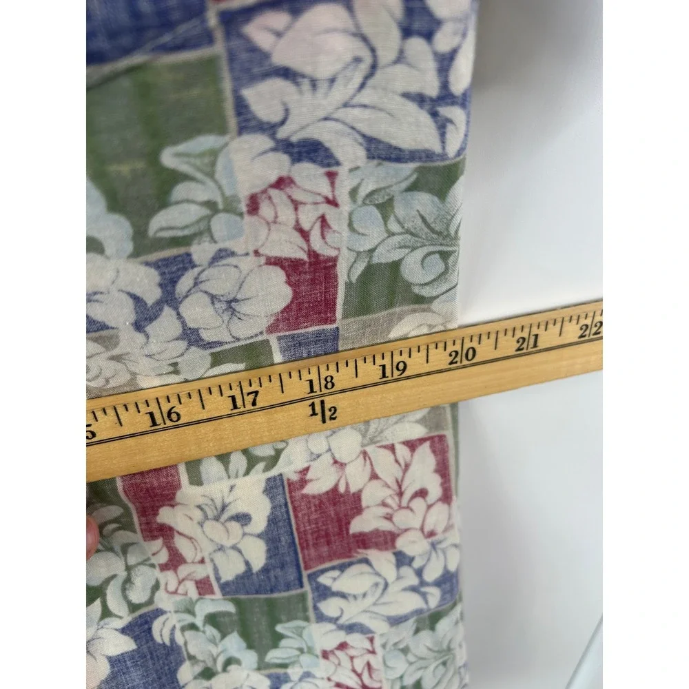 Go Barefoot Mens Hawaiian Shirt Large Floral‎ Patchwork Cotton Made in USA